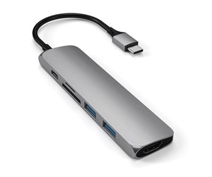 Dokkingstasjon - Satechi Slim Aluminum Type-C Multi-Port Adapter V2 - ST-SCMA2M