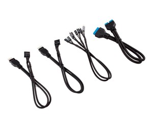 Kabinett-tilbehør - Corsair Premium Sleeved I/O Cable Extension Kit - Black - CC-8900244