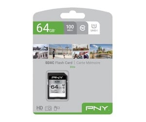 Minnekort - PNY Elite SD - 100MB/s - 64GB - P-SD64GU1100EL-GE