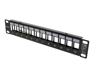 Tilbehør - Deltaco 10" Keystone patch panel 12 ports 1U metal black - 10-PATCH18