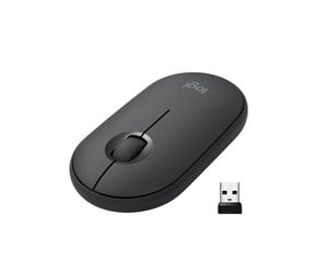 Mus - Logitech M350 Pebble Wireless Mouse - Graphite - Mus - Optisk - 3 knapper - Svart - 910-005718