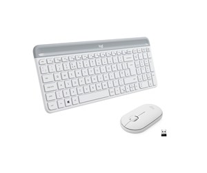 Tastatur - Logitech MK470 Slim Wireless Keyboard & Mouse Combo - Off-White - Tastatur & Mussett - Nordisk - Hvit - 920-009201