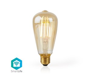 Smarthus - Nedis Wi-Fi Smart LED E27 Bulb Filament - WIFILF10GDST64