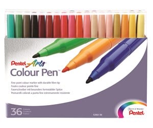 Hobbyartikler - Pentel S360-36 Color Pen Assorted - S360-36