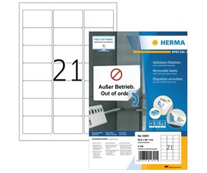 Papir, Fotopapir & Etiketter - HERMA Removable Labels 63.5x38.1 100 Sheet DIN A4 - 10301