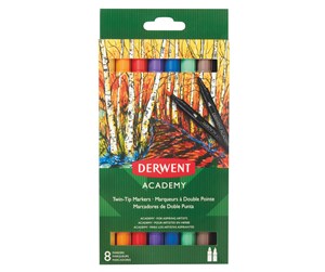 Hobbyartikler - Derwent Twin Tip Markers - Brush (8 Pack) - 98206