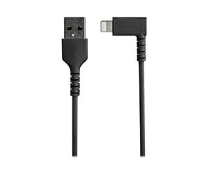 Skjermkabel - StarTech.com 2m 6.6ft Angled Lightning to USB Cable - MFI Certified - Black - Lightning cable - Lightning / USB - 2 m - RUSBLTMM2MBR