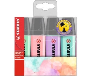 Skrive- & Tegneverktøy - STABILO BOSS Original 4 Assorted Pastel colours highlighter with water-based ink refillable - 70/4-2