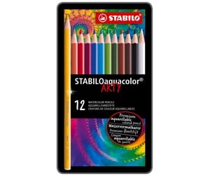 Hobbyartikler - STABILO aquacolor® Aquarellable colored pencil metal box of 12 pens - 4006381146487