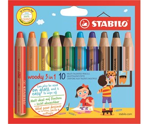 Hobbyartikler - STABILO Woody 3 i 1 watercolor colored pencil and wax crayon in one - 880/10