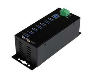 USB-hub - StarTech.com 7-Port Industrial USB 3.0 Hub with External Power Adapter - hub - 7 ports USB-hub - 7 porter - Svart - HB30A7AME