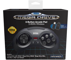 Spill - Tilbehør - Retro-Bit Sega Mega Drive Wireless Controller - Black - Controller - MAC - 7350002937266