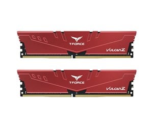 RAM - Team Group T-Force Vulcan Z DDR4-3200 - 16GB - CL16 - Dual Channel (2 pcs) - Intel XMP - Rød - TLZRD416G3200HC16CDC01