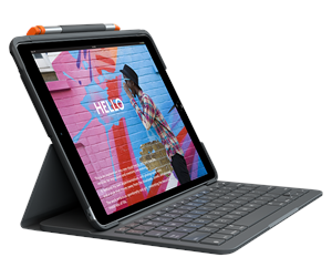 Tastatur - Logitech Slim Folio iPad 10.2" (7th gen) - ND - Tastatur & Foliosett - Nordisk - Grå - 920-009479