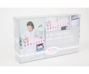 Dukker, Bamser & Utstyr - Tiny Treasures Wooden baby care center with mattress - LIN30062