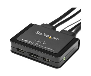 KVM-switch - StarTech.com 2 Port USB 4K60Hz DisplayPort KVM Switch with Built-In Cables - KVM / audio switch - 2 ports - SV211DPUA4K