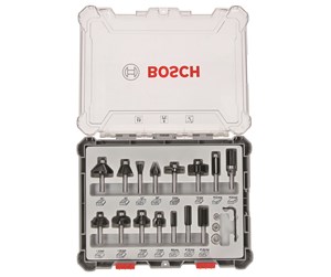 Bormaskin & Bits - Bosch Sett med fresejern, 15 deler, blandet, 8 mm skaft 15-piece Mixed Application Router Bit Set. - 2607017472