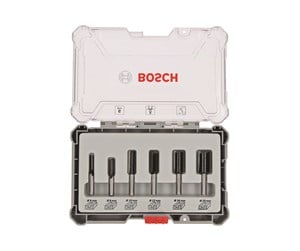 Bormaskin & Bits - Bosch Sett med fresejern, 6 notfreser, 8 mm tange 6-piece Straight Router Bit Set. - 2607017466