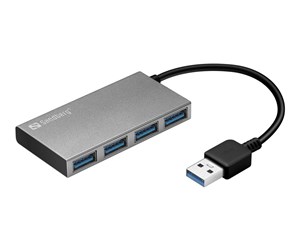 USB-hub - Sandberg 4-port USB 3.0 Hub USB-hub - 4 porter - Sølv - 133-88