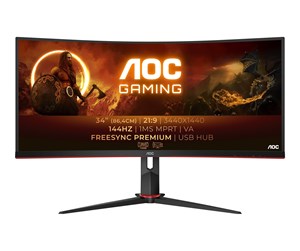 Skjerm - 34" AOC CU34G2X/BK - 3440x1440 - 144Hz - VA - Curved - CU34G2X/BK