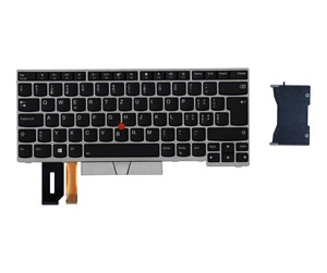 Tastatur - Lenovo Keyb T480s/T490/E480/E490/L480/L380/L390 CH BL SIL - Bærbart tastatur - til utskifting - Sveitsisk - Sølv - 01YN366