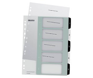 Lommer, Omslag & Registre - Leitz Register PP PC-utskrift A4+ 1-5 Hv/Sort - 12130000