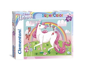 Puslespill - Clementoni 104 pcs. Puzzles Kids SuperColors Unicorn - 27109