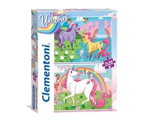 Puslespill - Clementoni 2x20 pcs. Puzzles Kids SuperColors Unicorn Gulv - 24754