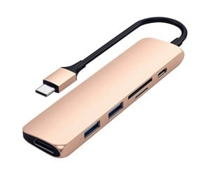 Dokkingstasjon - Satechi Slim Type-C Multi-Port Adapter V2 Dock - Gold - ST-SCMA2G