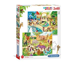 Puslespill - Clementoni Puzzle Zoo 2x60st. Gulv - 21603