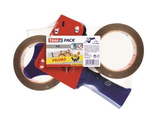 Tape & Lim - tesa pack Ultra Strong Packaging Tape 2 x 66m x 50mm + Dispenser Brown - 57108-00000-01