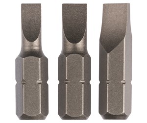 Bormaskin & Bits - Bosch 3-delers sett skrutrekkerbits standard for skruer med rett spor (S) 0,6x4,5; 0,8x5,5; 1,2x6,5; 25 mm - 2609255963