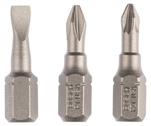 Bormaskin & Bits - Bosch 3-delers skrutrekkerbits-sett, ekstra hard (blandet) S 0,6x4,5; PH1; PZ1; 25 mm - 2607001765