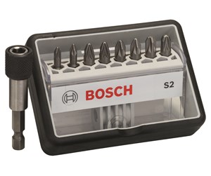 Bormaskin & Bits - Bosch 8+1-delers Robust Line skrutrekkerbits-sett S ekstra hard 25 mm, 8+1 hull - 2607002561