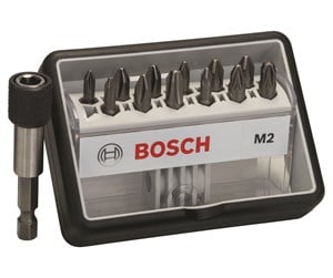 Bormaskin & Bits - Bosch 12+1-delers Robust Line skrutrekkerbits-sett M ekstra hard 25 mm, 12+1 hull - 2607002564