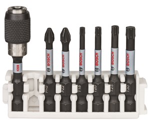 Bormaskin & Bits - Bosch Impact Control-skrutrekkerbits, pakke med 7 deler, 1xPH2, 1xPZ2, 1xT15, 1xT20, 1xT25, 1xT30 - 2608522327