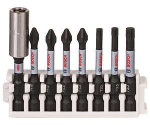 Bormaskin & Bits - Bosch Impact Control-skrutrekkerbits, pakke med 8 deler, 1xPH1, 3xPH2, 1xPH3, 2xPZ2, 1xPZ3 - 2608522328