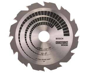 Sirkelsag - Bosch Sirkelsagblad Construct Wood 190 x 30 x 2,6 mm; 12 - 2608640633