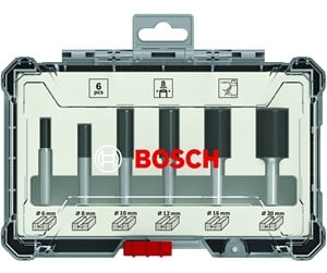 Freser - Bosch Sett med fresejern, 6 notfreser, 1/4" tange 6-piece Straight Router Bit Set. - 2607017467