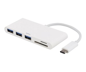 USB-hub - Deltaco USB 3.1 Gen 1 hub USB-C 3USB A SD/micro USB-hub - 3 porter - Hvit - USBC-HUB