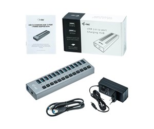 USB-hub - I-Tec USB 3.0 Charging HUB 13 port + Power Adapter 60 W USB-hub - 13 porter - Grå - U3CHARGEHUB13