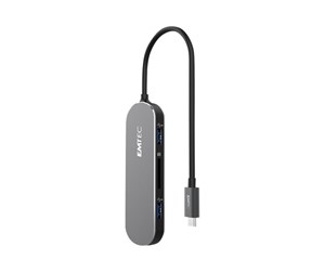 USB-hub - Emtec HUB 6-in-1 Type-C T650C USB-hub - 4 porter - Svart - ECHUBT650C