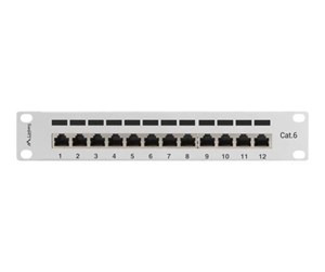 Tilbehør - Lanberg PPF6-9012-S Patch Panel 12-Port 1U 10" Cat6 FTP Shielded Grey - PPF6-9012-S