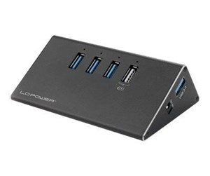 USB-hub - LC Power LC-HUB-ALU-2B-4 - hub - 4 ports USB-hub - 4 porter - Svart - LC-HUB-2B-4