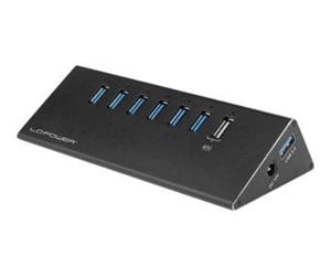 USB-hub - LC Power LC-HUB-ALU-2B-7 - hub - 7 ports USB-hub - 7 porter - Svart - LC-HUB-2B-7