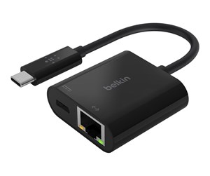 Nettverksadapter - Belkin USB-C to Ethernet + Charge Adapter - INC001BTBK