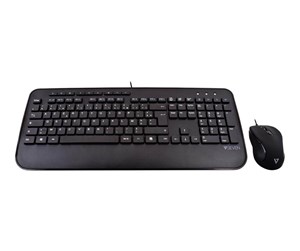 Tastatur - V7 CKU300FR - keyboard and mouse set - French - black - Tastatur & Mussett - Fransk - Svart - CKU300FR