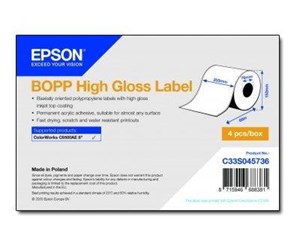 Papir, Fotopapir & Etiketter - Epson BOPP - continuous labels - 4 roll(s) - Roll (20.3 cm x 68 m) - C33S045736