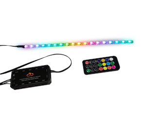 Kabinett-tilbehør - DUTZO Adresserbar RGB Strip 30cm med kontroller og fjernkontroll - DSTRIP-30-ARGB+CON