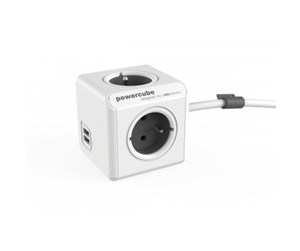 Strømkabel (ekstern) - PowerCube Extended USB 1.5 meter (Type E) - Grey - 2402GY/FREUPC